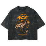 Playera streetwear premium de anime y gaming ExtraLife MX, corte boxy deluxe mineral wash heavyweight en color Acid Wash, moda urbana mexicana de culto.