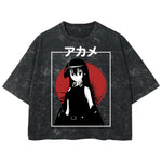Playera streetwear premium de anime y gaming ExtraLife MX, corte boxy deluxe mineral wash heavyweight en color Acid Wash, moda urbana mexicana de culto.