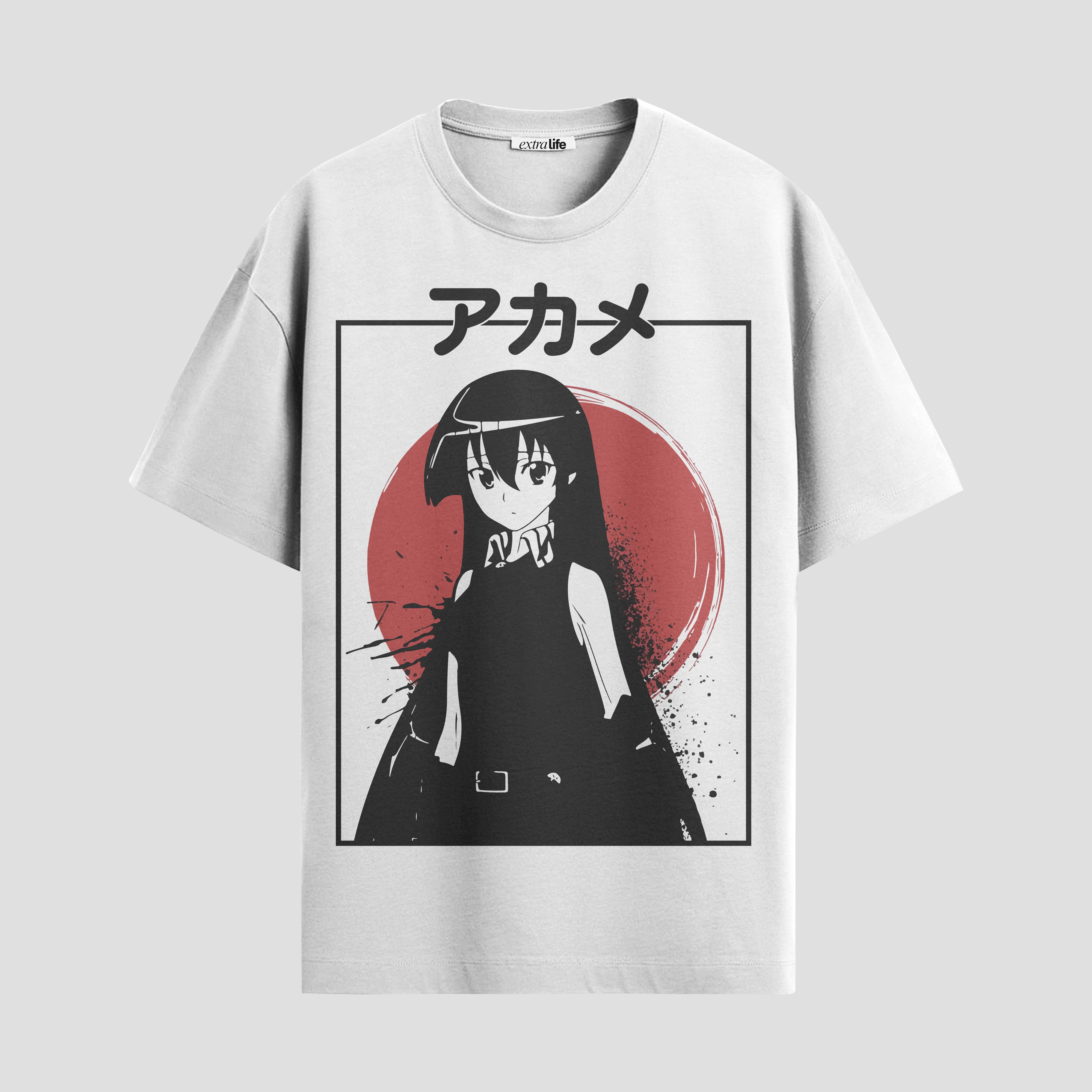 Playera urbana de anime y gaming ExtraLife MX, corte Standard Fit unisex ligero y transpirable en color Deep Black y Pure White, ropa de uso diario para gym y casual.