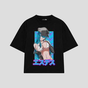 Playera streetwear premium de anime y gaming ExtraLife MX, corte oversized drop shoulder ligero y fresco en color Deep Black y Off-White, moda urbana mexicana de culto.