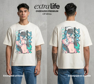 La Hoja de la Noche | El Frio del Imperio #00007 - Playera Oversized Premium | Off White - Foto en modelo