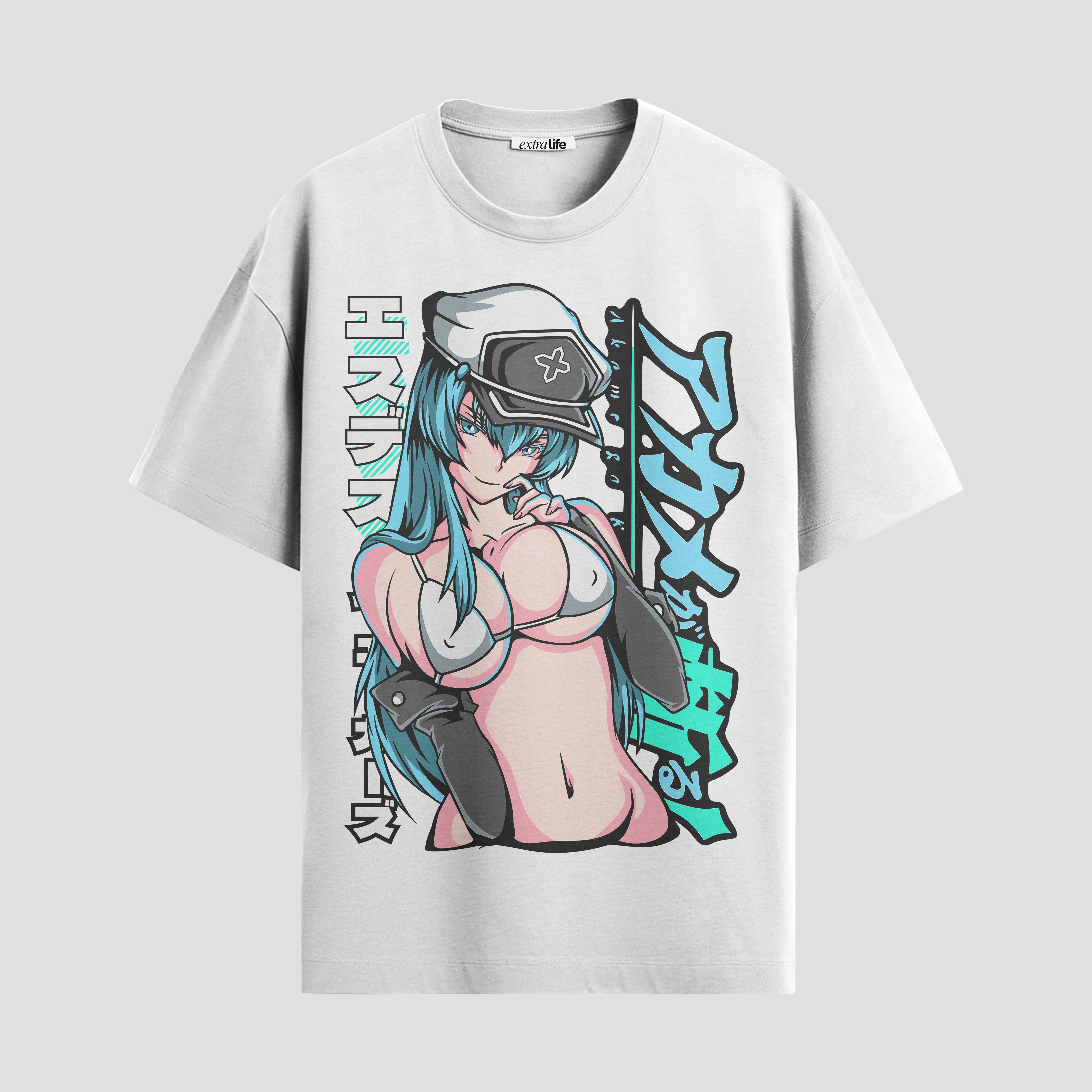 Playera urbana de anime y gaming ExtraLife MX, corte Standard Fit unisex ligero y transpirable en color Deep Black y Pure White, ropa de uso diario para gym y casual.