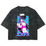 Playera streetwear premium de anime y gaming ExtraLife MX, corte boxy deluxe mineral wash heavyweight en color Acid Wash, moda urbana mexicana de culto.