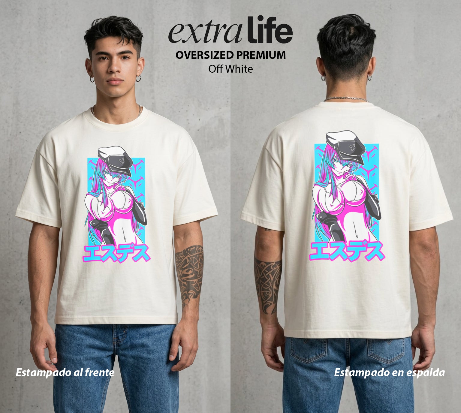 La Hoja de la Noche | La Emperatriz del Hielo #00008 - Playera Oversized Premium | Off White - Foto en modelo