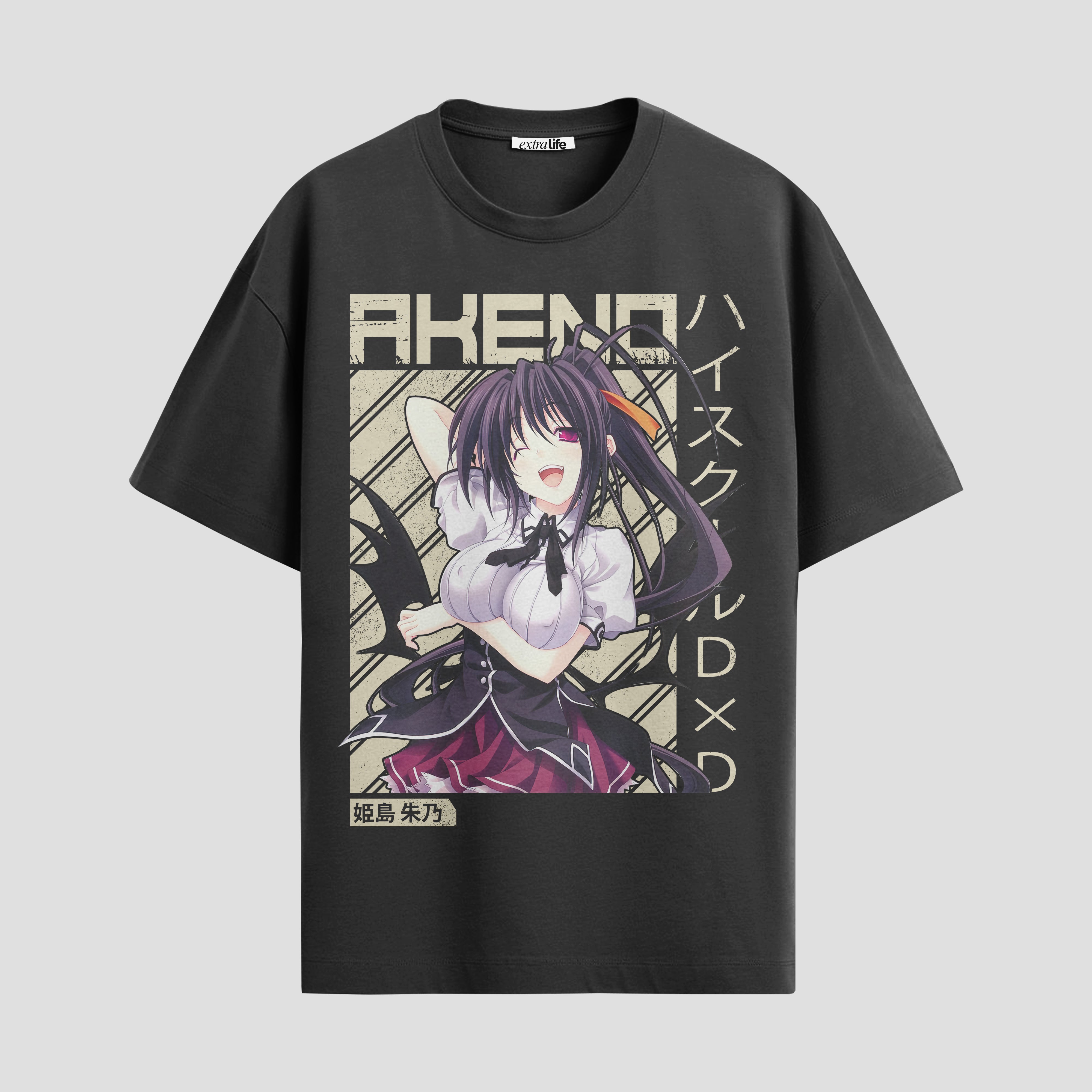 Playera urbana de anime y gaming ExtraLife MX, corte Standard Fit unisex ligero y transpirable en color Deep Black y Pure White, ropa de uso diario para gym y casual.