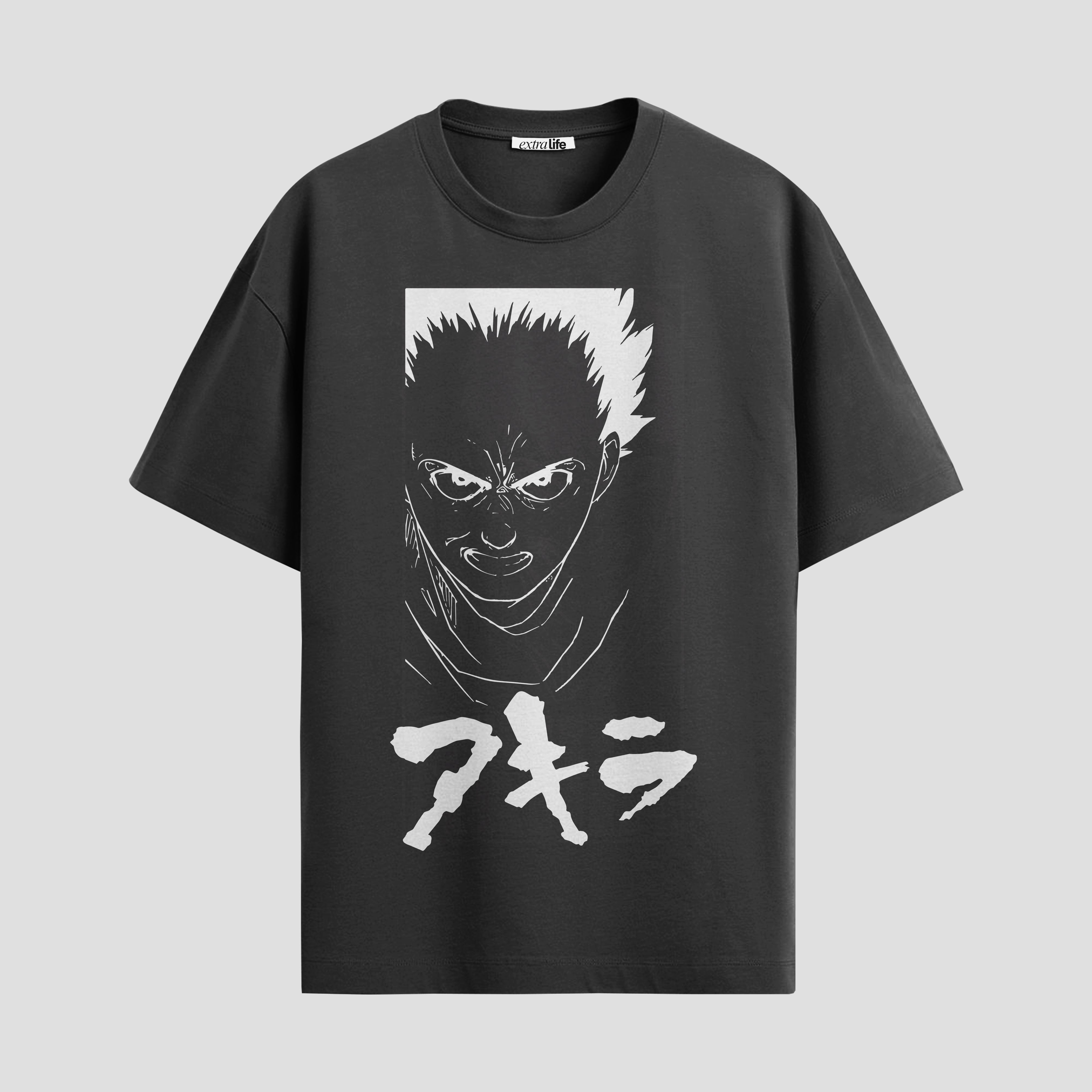 Playera urbana de anime y gaming ExtraLife MX, corte Standard Fit unisex ligero y transpirable en color Deep Black y Pure White, ropa de uso diario para gym y casual.