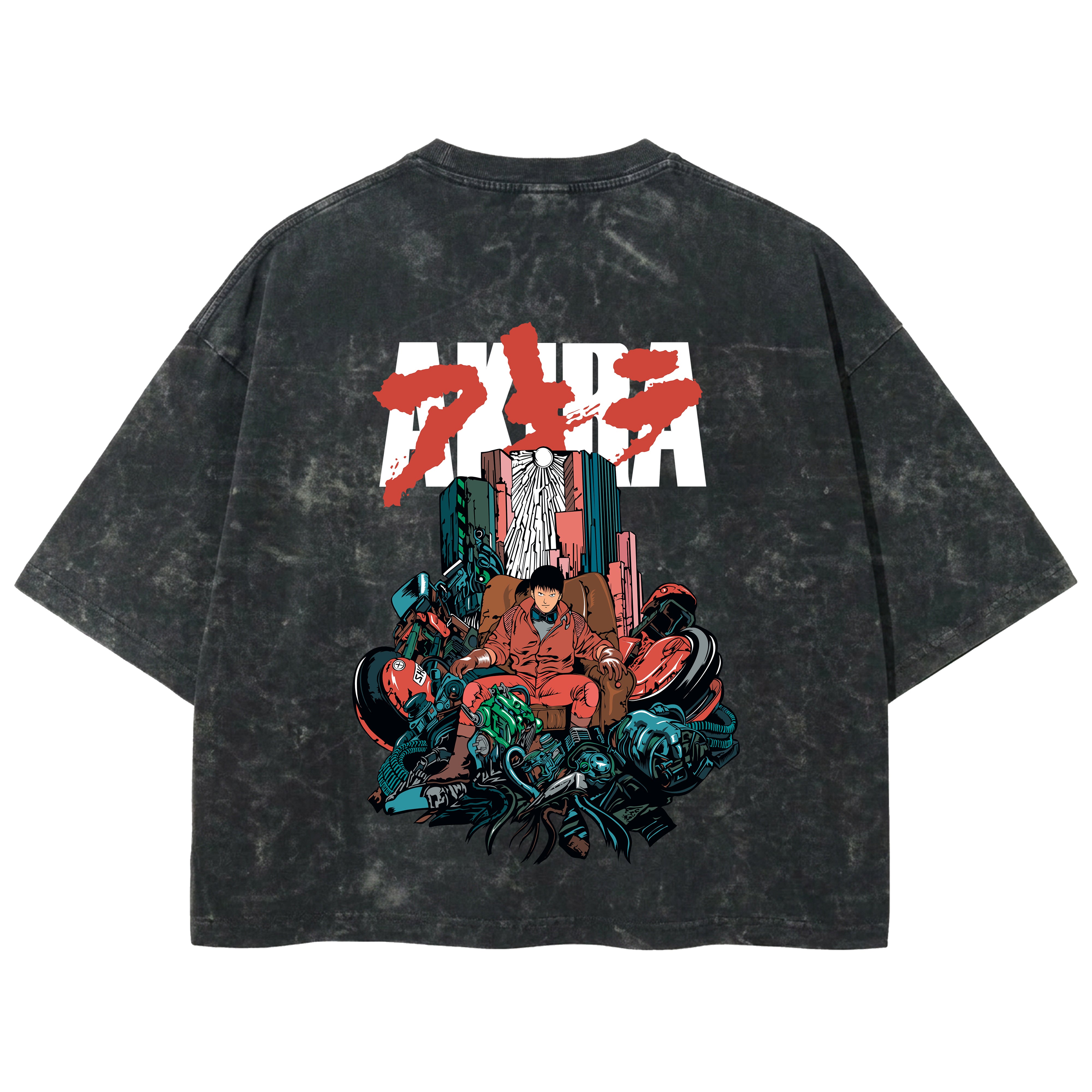 Playera streetwear premium de anime y gaming ExtraLife MX, corte boxy deluxe mineral wash heavyweight en color Acid Wash, moda urbana mexicana de culto.