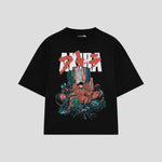 Playera streetwear premium de anime y gaming ExtraLife MX, corte oversized drop shoulder ligero y fresco en color Deep Black y Off-White, moda urbana mexicana de culto.