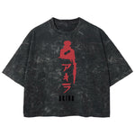 Playera streetwear premium de anime y gaming ExtraLife MX, corte boxy deluxe mineral wash heavyweight en color Acid Wash, moda urbana mexicana de culto.
