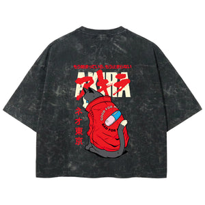 Playera streetwear premium de anime y gaming ExtraLife MX, corte boxy deluxe mineral wash heavyweight en color Acid Wash, moda urbana mexicana de culto.