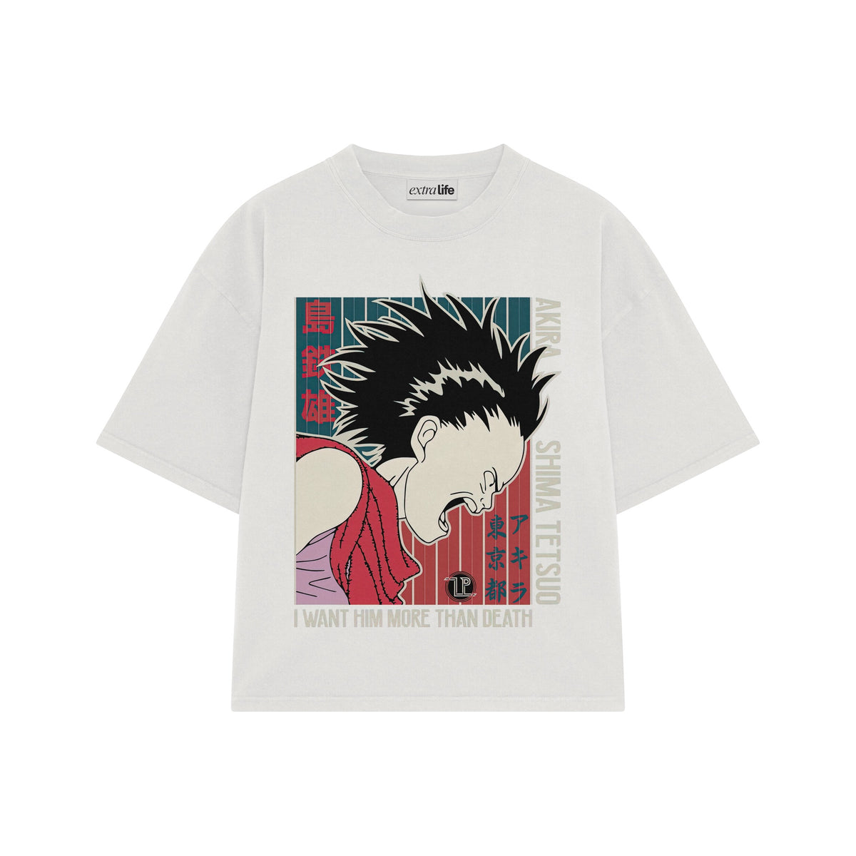 Playera streetwear premium de anime y gaming ExtraLife MX, corte oversized drop shoulder ligero y fresco en color Deep Black y Off-White, moda urbana mexicana de culto.