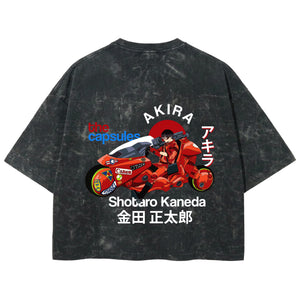 Playera streetwear premium de anime y gaming ExtraLife MX, corte boxy deluxe mineral wash heavyweight en color Acid Wash, moda urbana mexicana de culto.