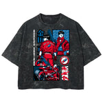 Playera streetwear premium de anime y gaming ExtraLife MX, corte boxy deluxe mineral wash heavyweight en color Acid Wash, moda urbana mexicana de culto.