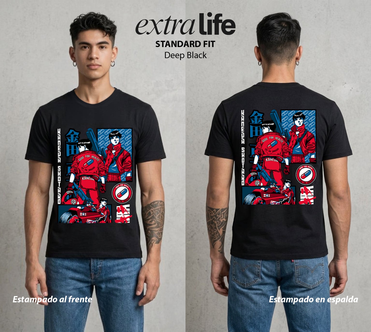 Neo Tokyo | La Moto del Destino #00031 - Playera Standard Fit | Deep Black - Foto en modelo