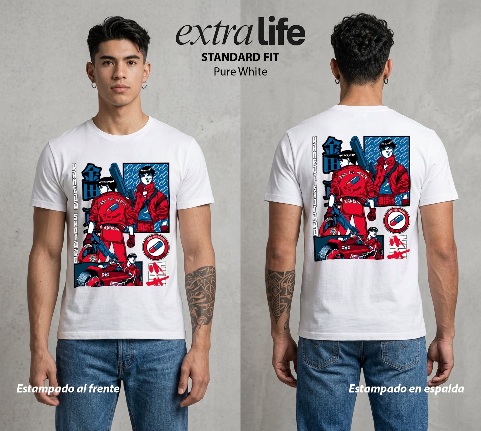 Neo Tokyo | La Moto del Destino #00031 - Playera Standard Fit | Pure White - Foto en modelo