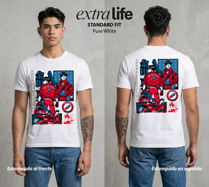 Neo Tokyo | La Moto del Destino #00031 - Playera Standard Fit | Pure White - Foto en modelo