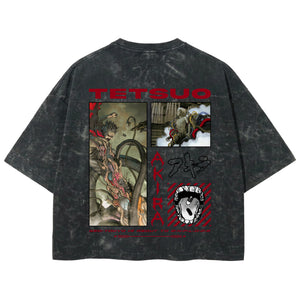 Playera streetwear premium de anime y gaming ExtraLife MX, corte boxy deluxe mineral wash heavyweight en color Acid Wash, moda urbana mexicana de culto.