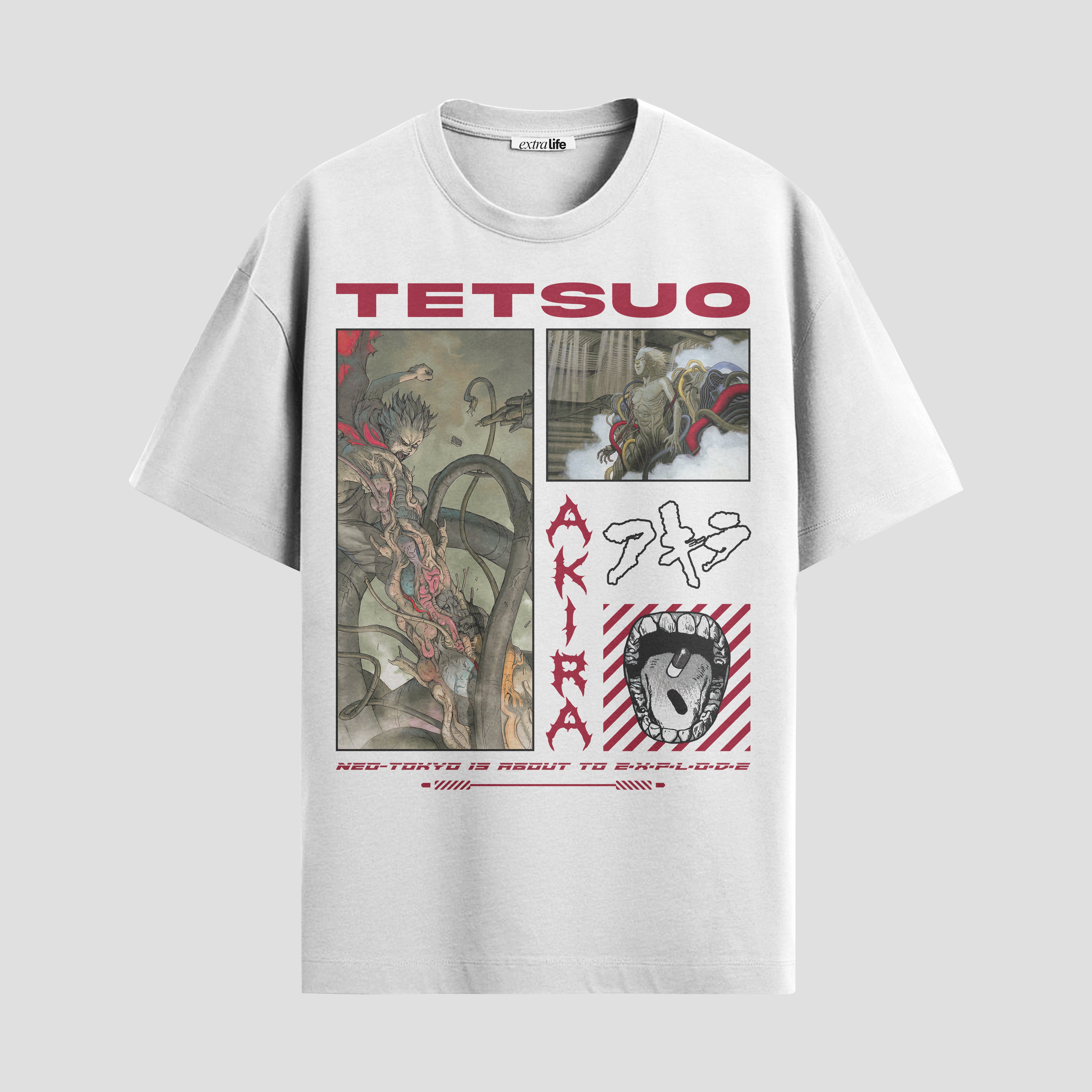 Playera urbana de anime y gaming ExtraLife MX, corte Standard Fit unisex ligero y transpirable en color Deep Black y Pure White, ropa de uso diario para gym y casual.