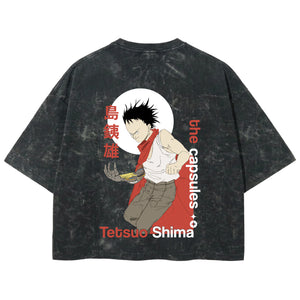 Playera streetwear premium de anime y gaming ExtraLife MX, corte boxy deluxe mineral wash heavyweight en color Acid Wash, moda urbana mexicana de culto.