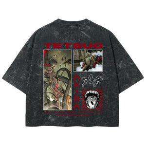Playera streetwear premium de anime y gaming ExtraLife MX, corte boxy deluxe mineral wash heavyweight en color Acid Wash, moda urbana mexicana de culto.