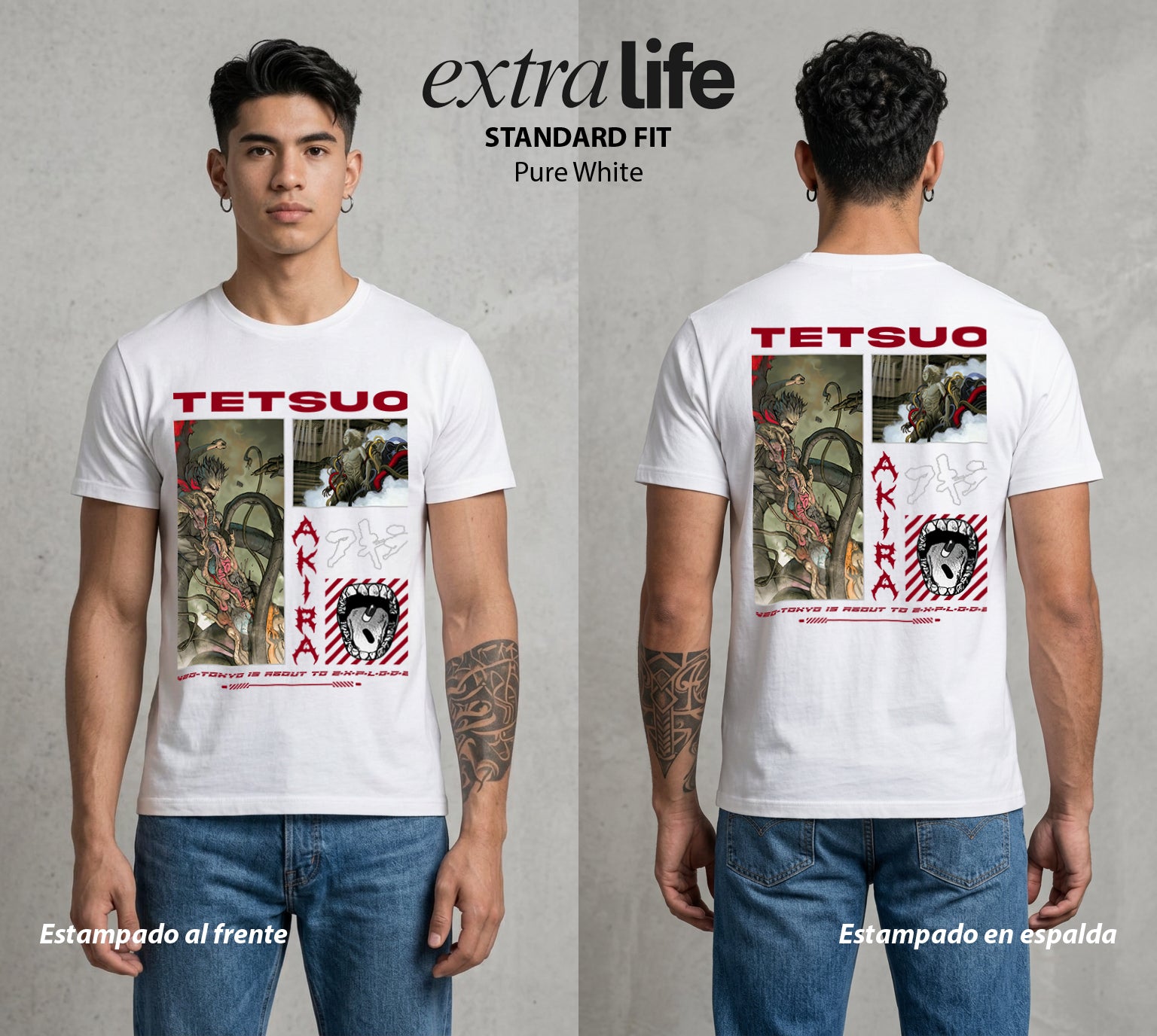 Neo Tokyo | La Mutacion Nuclear #00034 - Playera Standard Fit | Pure White - Foto en modelo