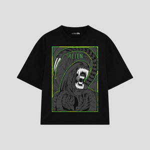 Playera streetwear premium de anime y gaming ExtraLife MX, corte oversized drop shoulder ligero y fresco en color Deep Black y Off-White, moda urbana mexicana de culto.