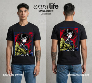 La Luchadora del Futuro | La Cyborg del Bien #00038 - Playera Standard Fit | Deep Black - Foto en modelo