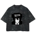 Playera streetwear premium de anime y gaming ExtraLife MX, corte boxy deluxe mineral wash heavyweight en color Acid Wash, moda urbana mexicana de culto.