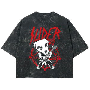 Playera streetwear premium de anime y gaming ExtraLife MX, corte boxy deluxe mineral wash heavyweight en color Acid Wash, moda urbana mexicana de culto.