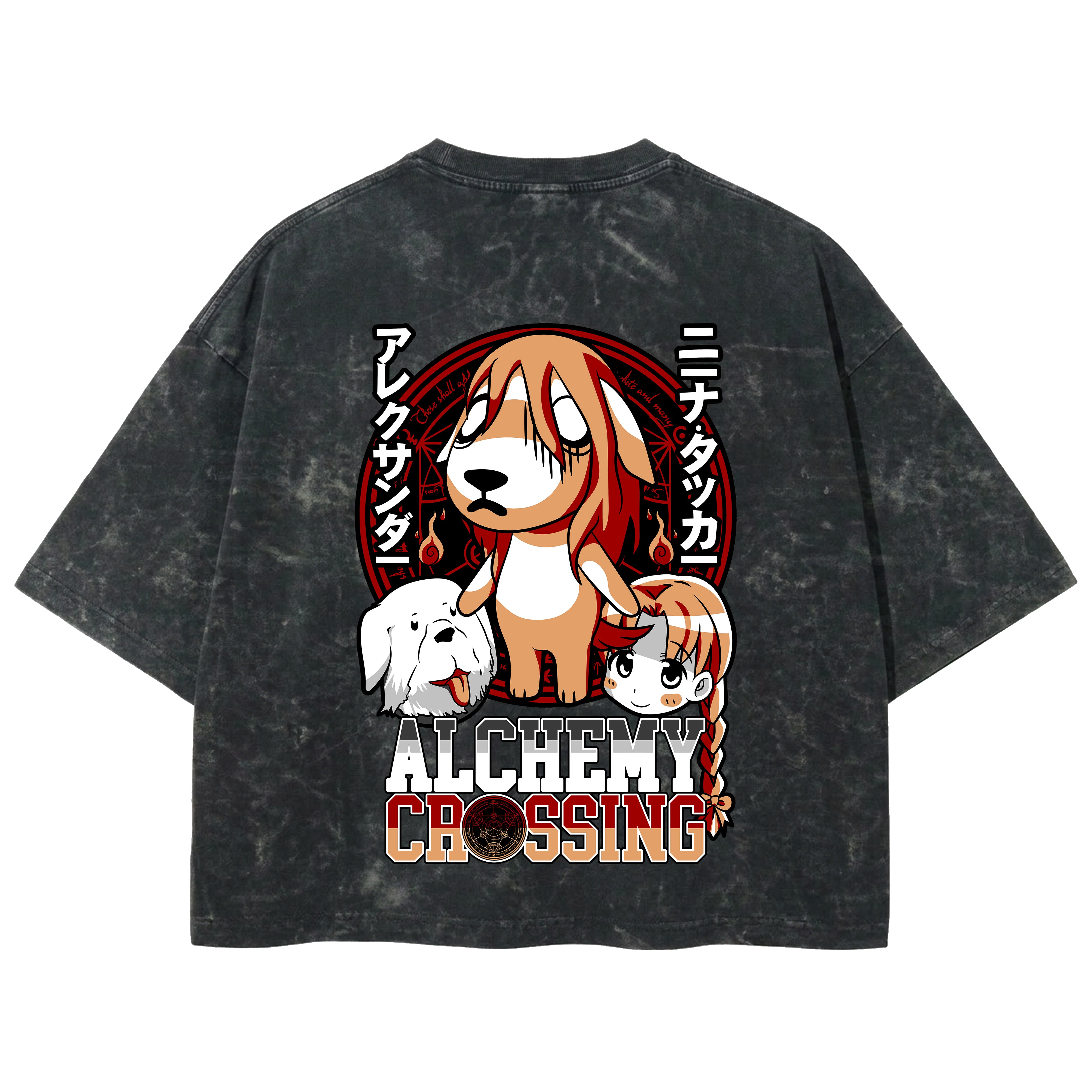 Playera streetwear premium de anime y gaming ExtraLife MX, corte boxy deluxe mineral wash heavyweight en color Acid Wash, moda urbana mexicana de culto.