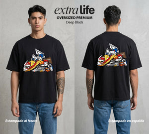 El Mundo del Anime | Los Objetos del Anime #00047 - Playera Oversized Premium | Deep Black - Foto en modelo