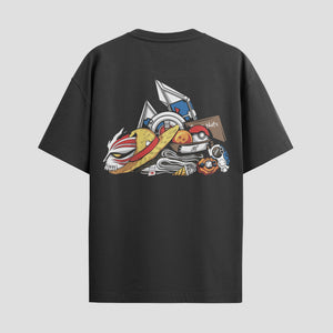 Playera urbana de anime y gaming ExtraLife MX, corte Classic Premium unisex ligero y transpirable en color Deep Black y Pure White, ropa de uso diario para gym y casual.