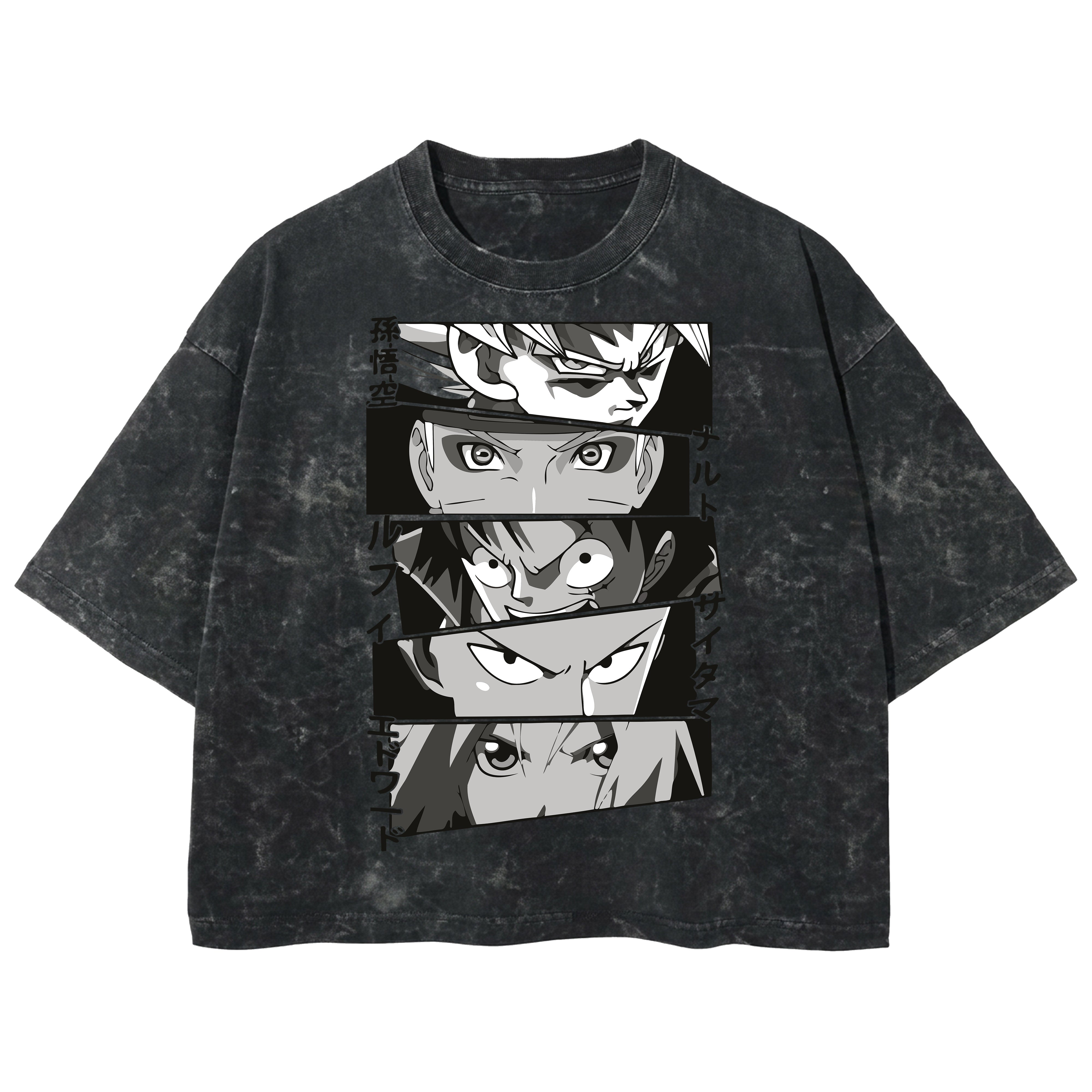 Playera streetwear premium de anime y gaming ExtraLife MX, corte boxy deluxe mineral wash heavyweight en color Acid Wash, moda urbana mexicana de culto.