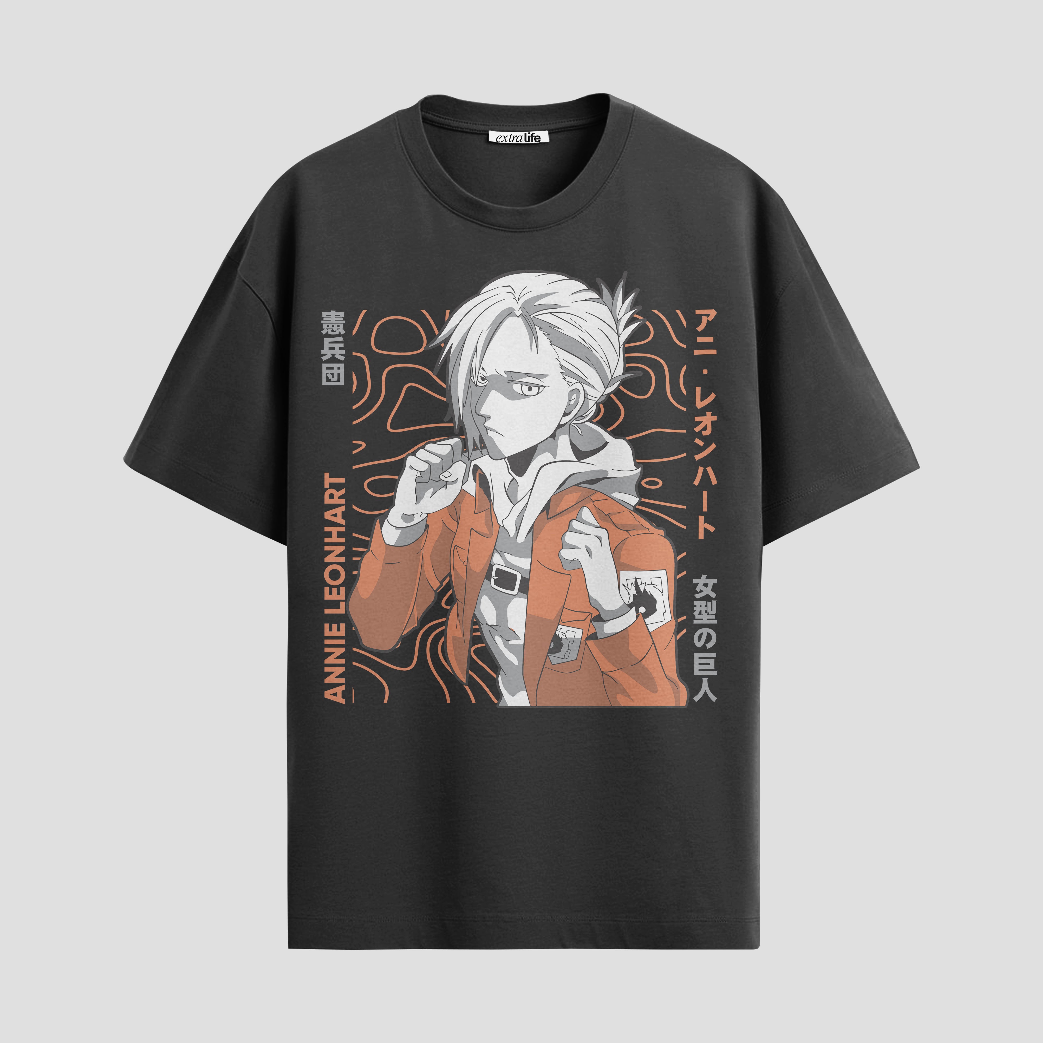 Playera urbana de anime y gaming ExtraLife MX, corte Standard Fit unisex ligero y transpirable en color Deep Black y Pure White, ropa de uso diario para gym y casual.