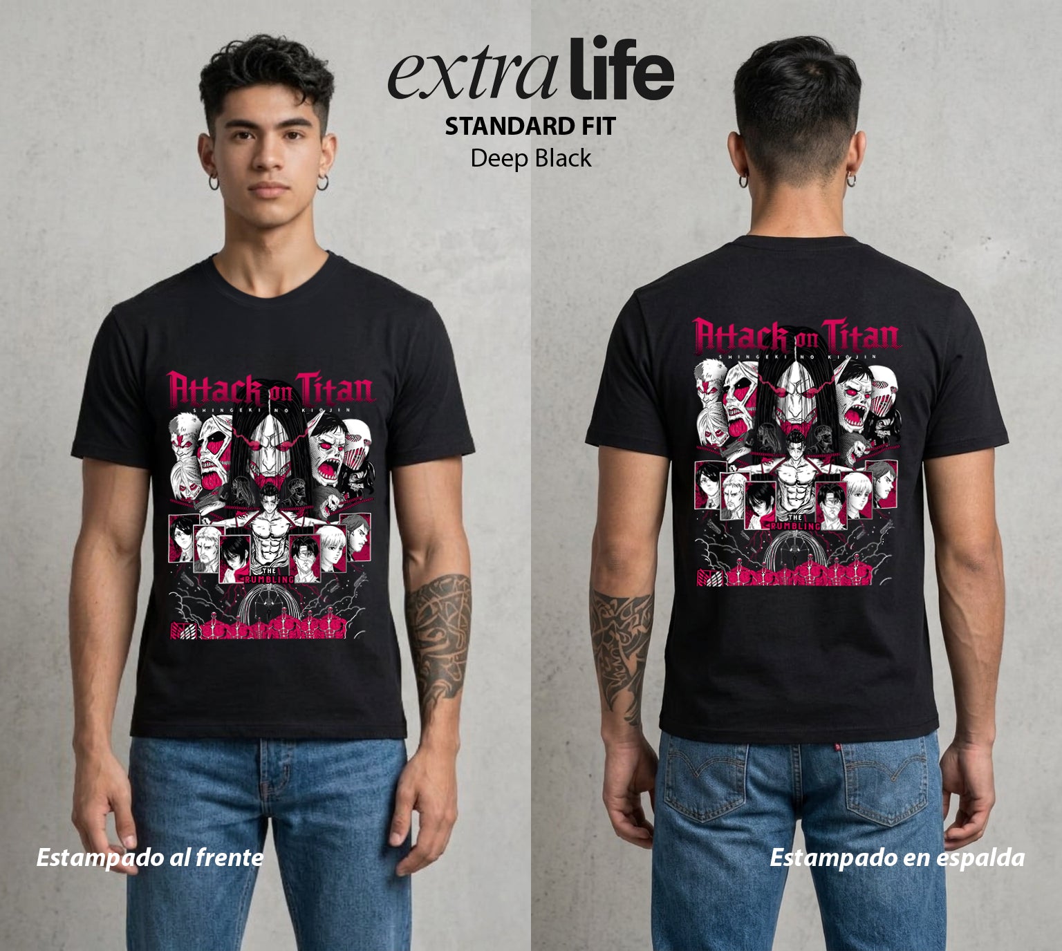 Mas Alla del Muro | Los Heroes del Futuro #00063 - Playera Standard Fit | Deep Black - Foto en modelo