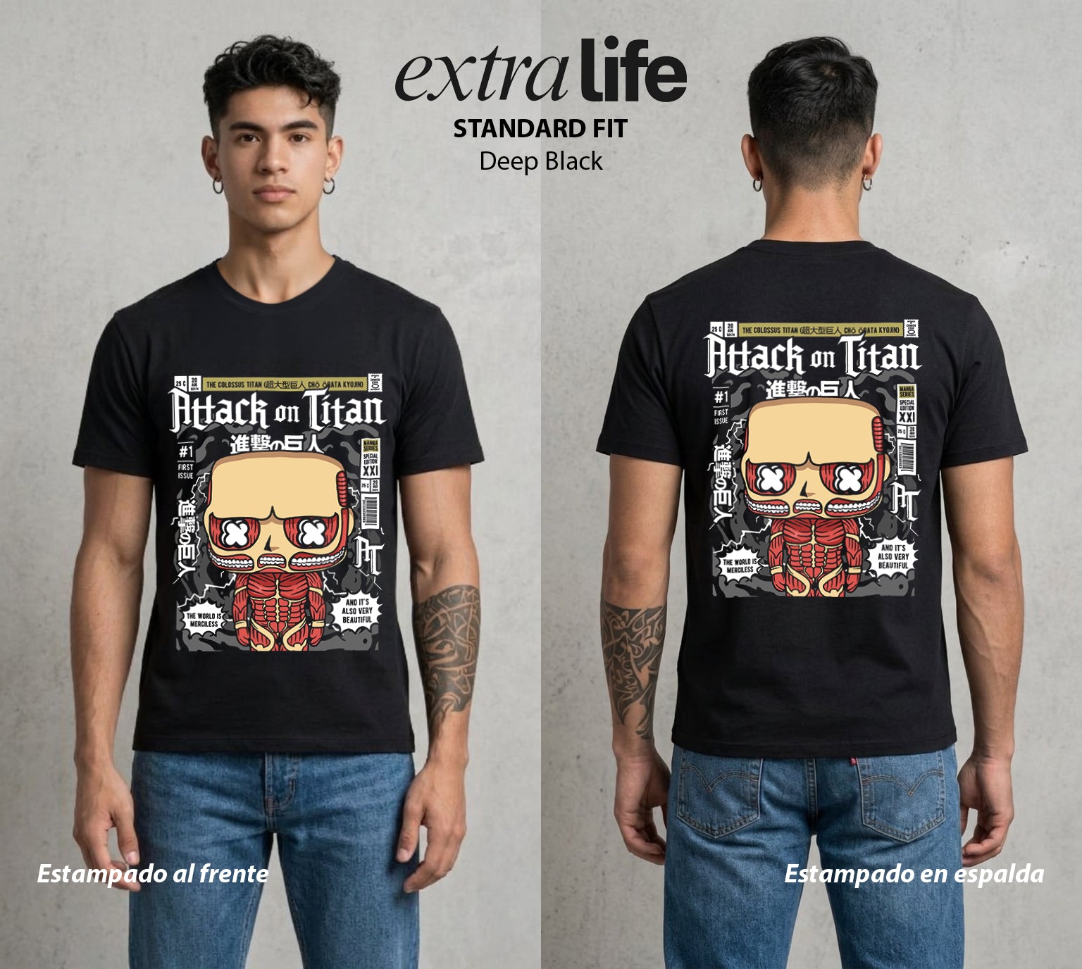 Mas Alla del Muro | El Gigante #00067 - Playera Standard Fit | Deep Black - Foto en modelo