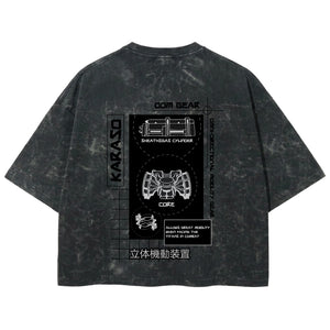 Playera streetwear premium de anime y gaming ExtraLife MX, corte boxy deluxe mineral wash heavyweight en color Acid Wash, moda urbana mexicana de culto.