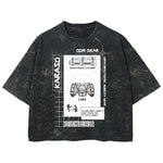 Playera streetwear premium de anime y gaming ExtraLife MX, corte boxy deluxe mineral wash heavyweight en color Acid Wash, moda urbana mexicana de culto.