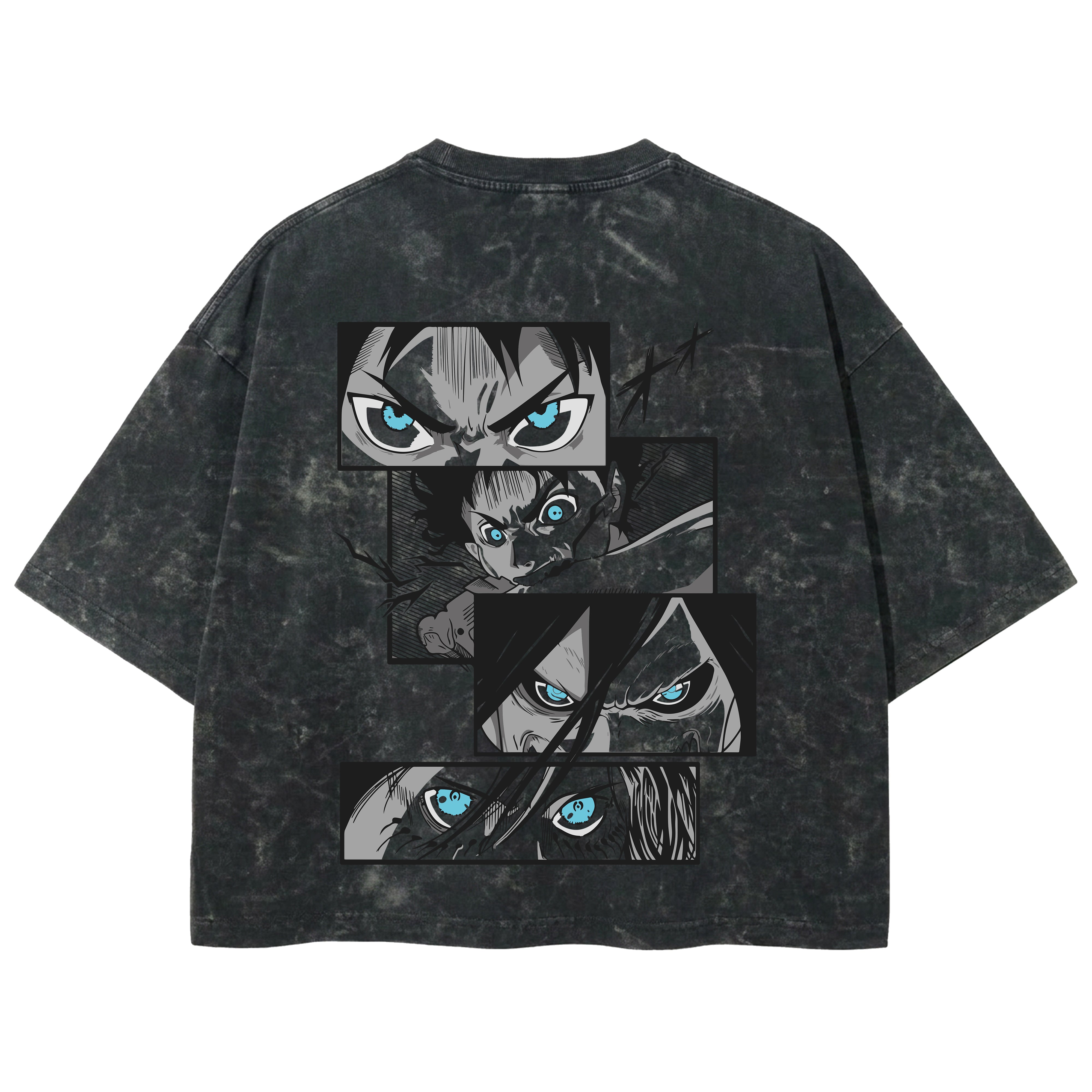 Playera streetwear premium de anime y gaming ExtraLife MX, corte boxy deluxe mineral wash heavyweight en color Acid Wash, moda urbana mexicana de culto.