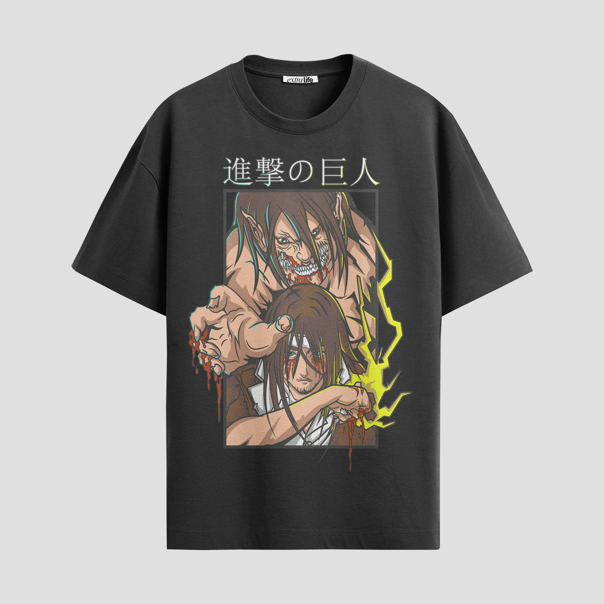 Playera urbana de anime y gaming ExtraLife MX, corte Classic Premium unisex ligero y transpirable en color Deep Black y Pure White, ropa de uso diario para gym y casual.
