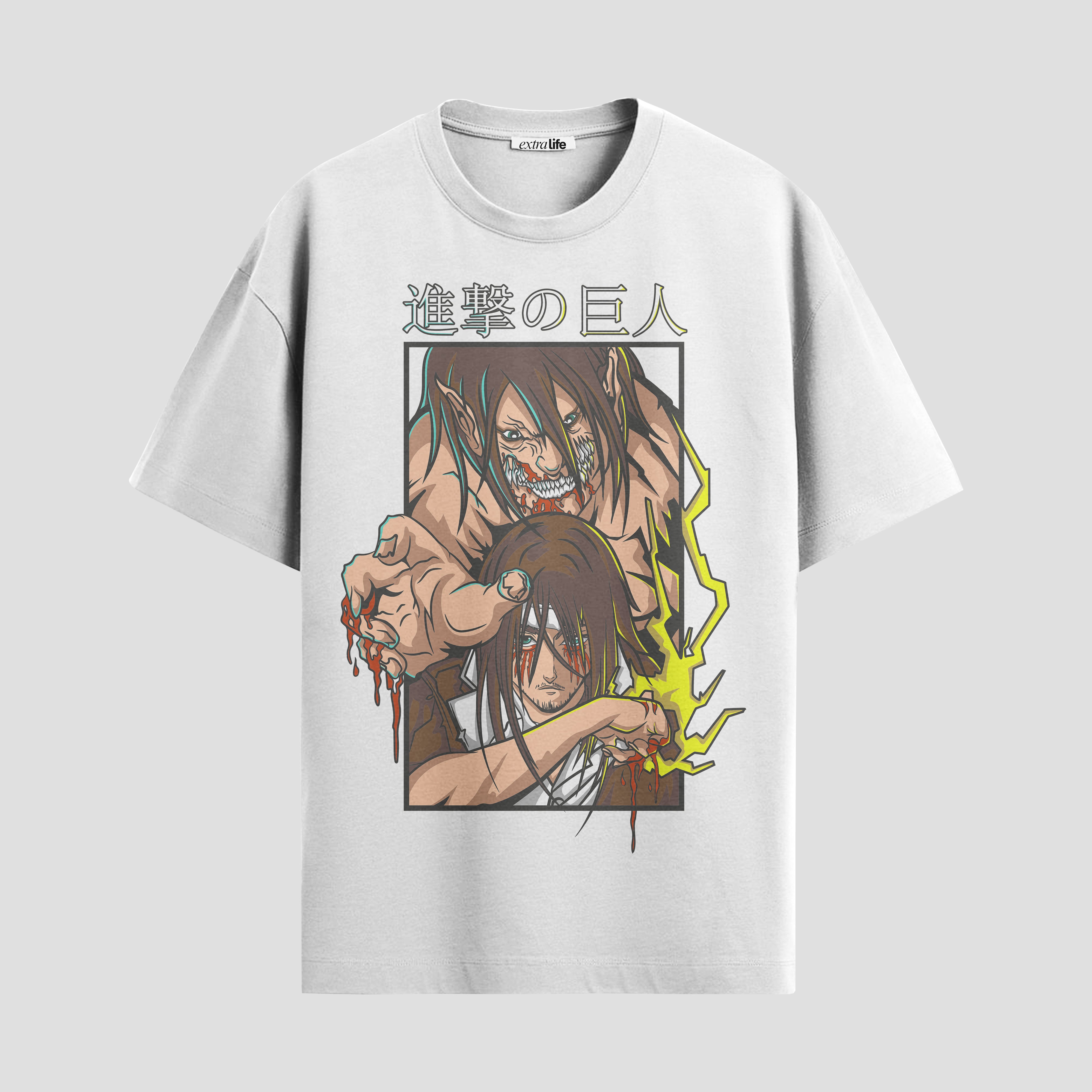 Playera urbana de anime y gaming ExtraLife MX, corte Standard Fit unisex ligero y transpirable en color Deep Black y Pure White, ropa de uso diario para gym y casual.