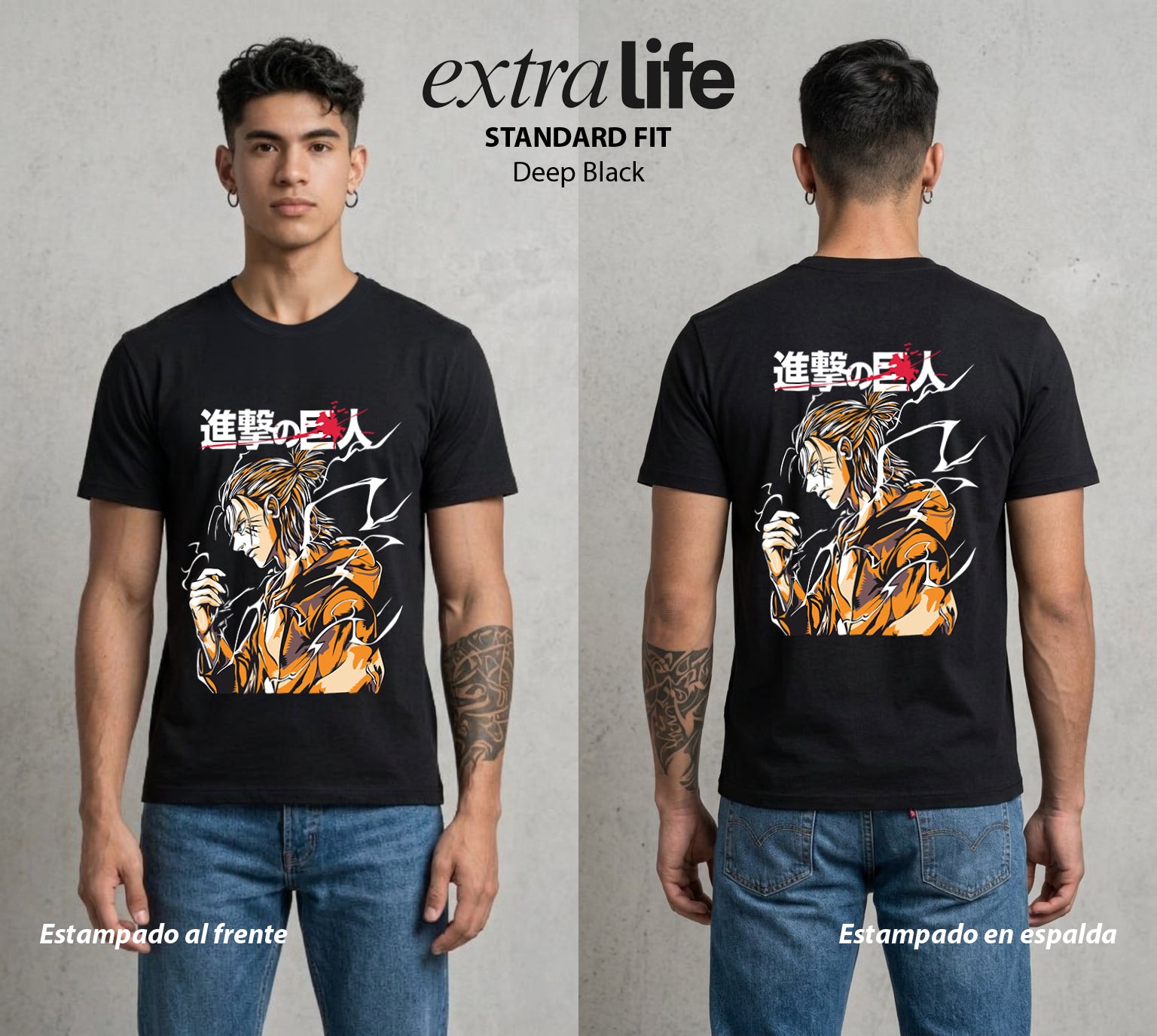 Mas Alla del Muro | El Titan Fundador #00075 - Playera Standard Fit | Deep Black - Foto en modelo