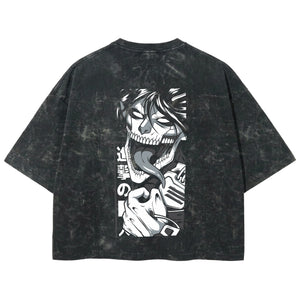 Playera streetwear premium de anime y gaming ExtraLife MX, corte boxy deluxe mineral wash heavyweight en color Acid Wash, moda urbana mexicana de culto.