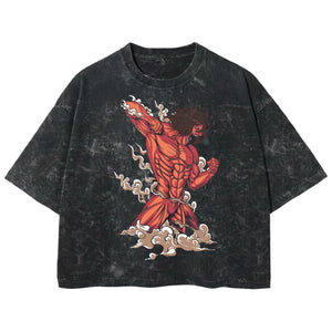 Playera streetwear premium de anime y gaming ExtraLife MX, corte boxy deluxe mineral wash heavyweight en color Acid Wash, moda urbana mexicana de culto.