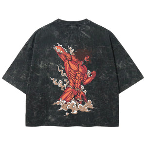 Playera streetwear premium de anime y gaming ExtraLife MX, corte boxy deluxe mineral wash heavyweight en color Acid Wash, moda urbana mexicana de culto.