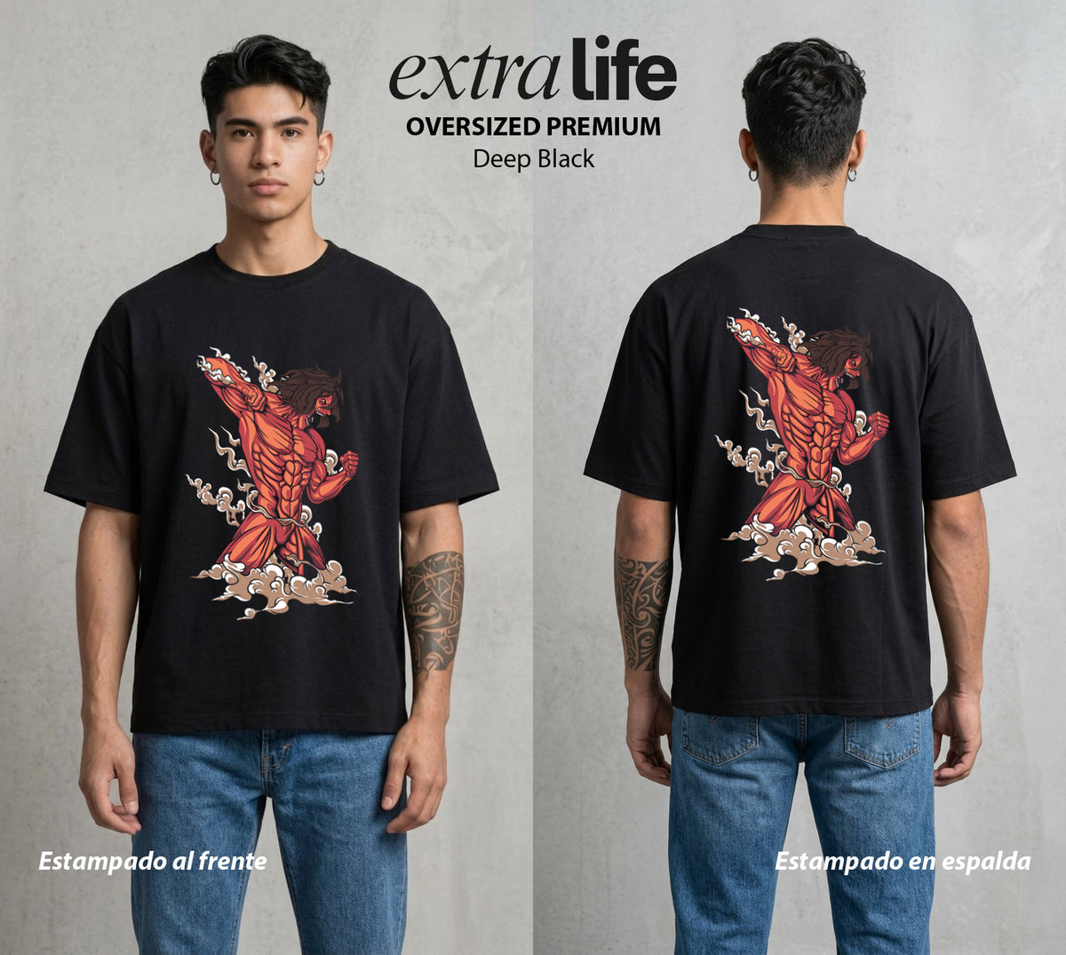 Mas Alla del Muro | La Libertad o la Muerte #00077 - Playera Oversized Premium | Deep Black - Foto en modelo