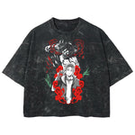 Playera streetwear premium de anime y gaming ExtraLife MX, corte boxy deluxe mineral wash heavyweight en color Acid Wash, moda urbana mexicana de culto.