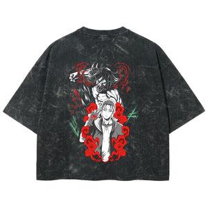 Playera streetwear premium de anime y gaming ExtraLife MX, corte boxy deluxe mineral wash heavyweight en color Acid Wash, moda urbana mexicana de culto.