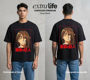 Mas Alla del Muro | El Ultimo Rugido #00084 - Playera Oversized Premium | Deep Black - Foto en modelo
