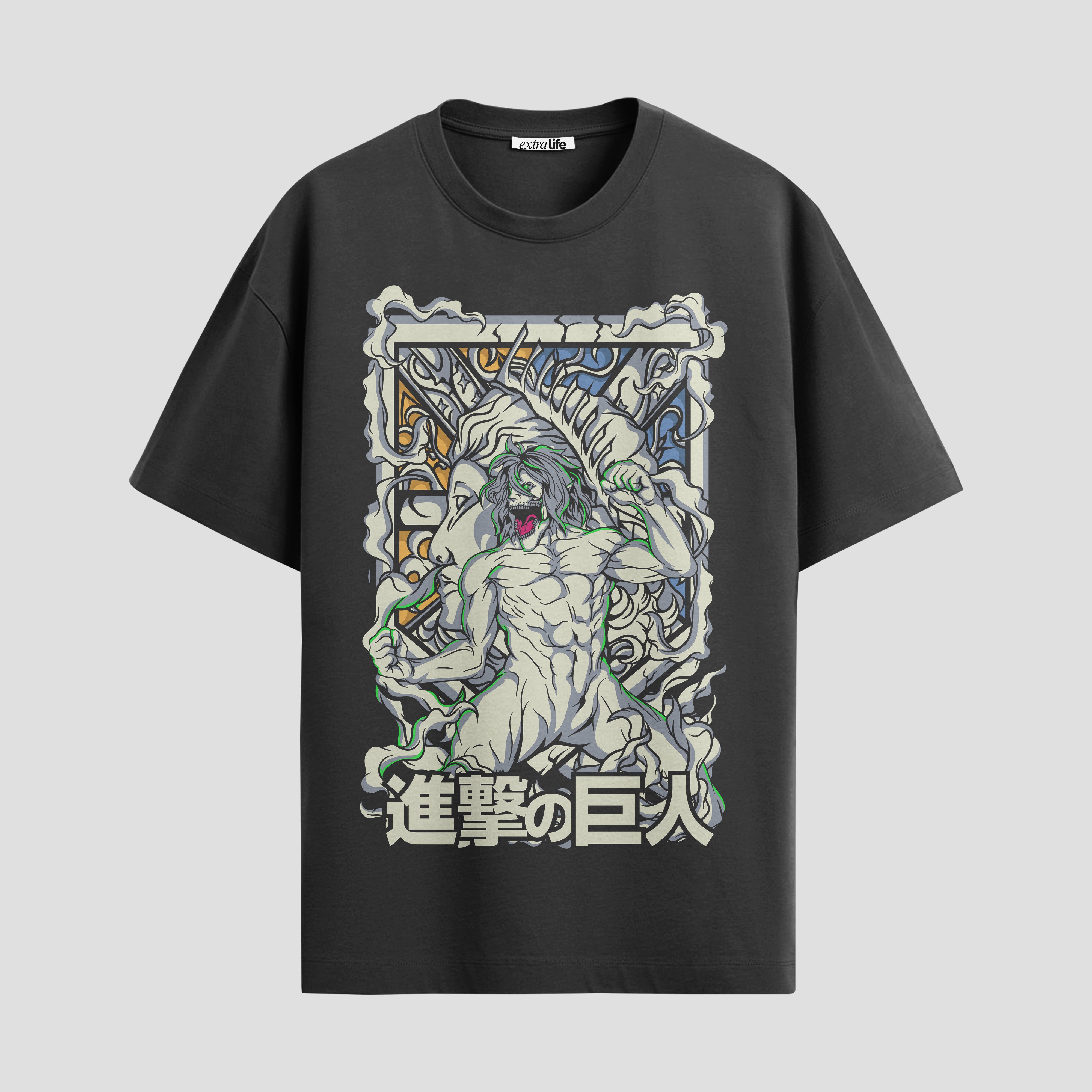 Playera urbana de anime y gaming ExtraLife MX, corte Standard Fit unisex ligero y transpirable en color Deep Black y Pure White, ropa de uso diario para gym y casual.